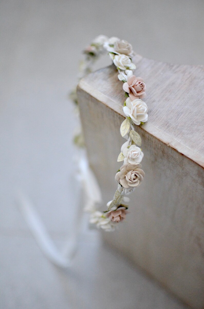 Blush flower crown ivory flower crown neutral flower crown Etsy