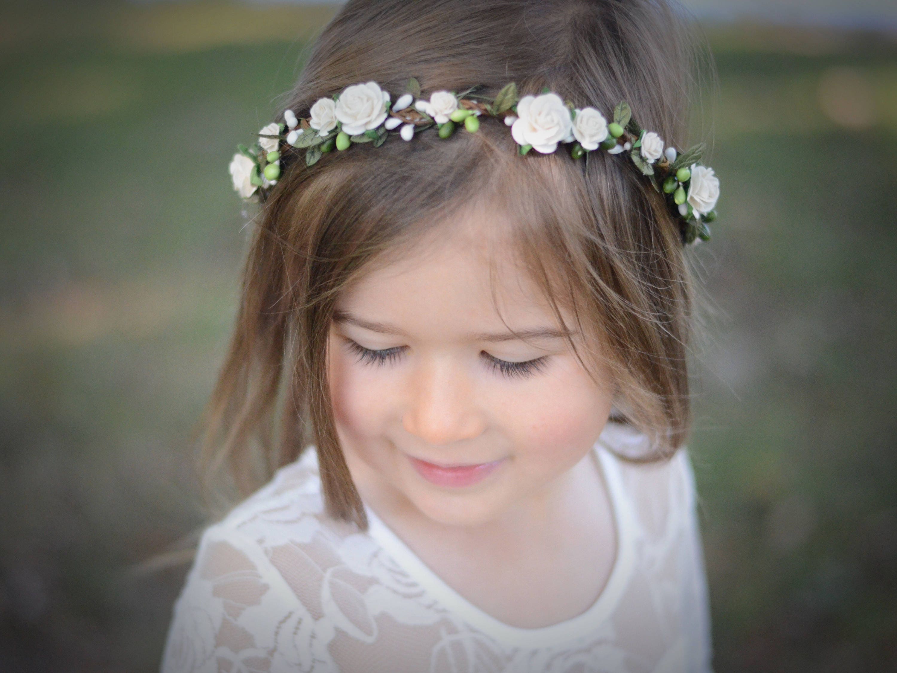 Ivory flower crown first communion headband floral | Etsy