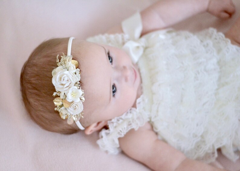 flower girl bridal crown Ivory flower crown maternity crown gold flower crown,wedding flower crown boho wedding baby flower crown