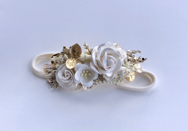 flower girl bridal crown Ivory flower crown maternity crown gold flower crown,wedding flower crown boho wedding baby flower crown