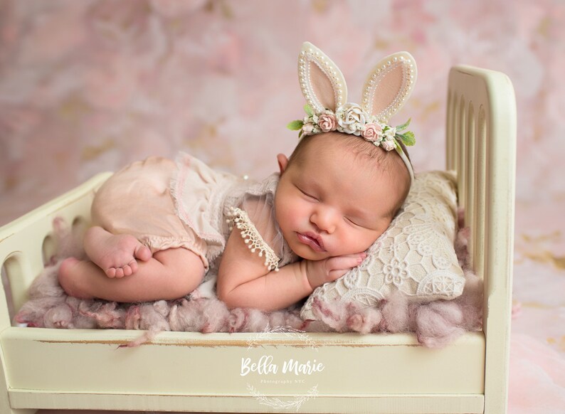 first birthday girl easter headband baby headband,lace bunny ears,newborn headband,flower crown animal ears headband bunny ears headband