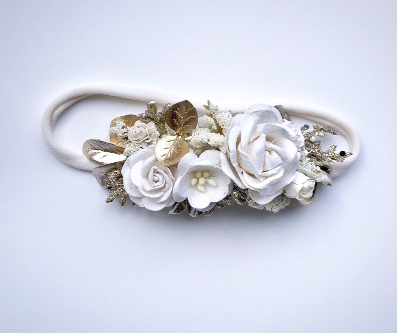 flower girl bridal crown Ivory flower crown maternity crown gold flower crown,wedding flower crown boho wedding baby flower crown
