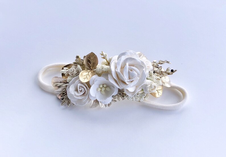 flower girl bridal crown Ivory flower crown maternity crown gold flower crown,wedding flower crown boho wedding baby flower crown