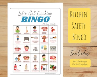 Kitchen Safety Bingo - set of 6 cards Printable