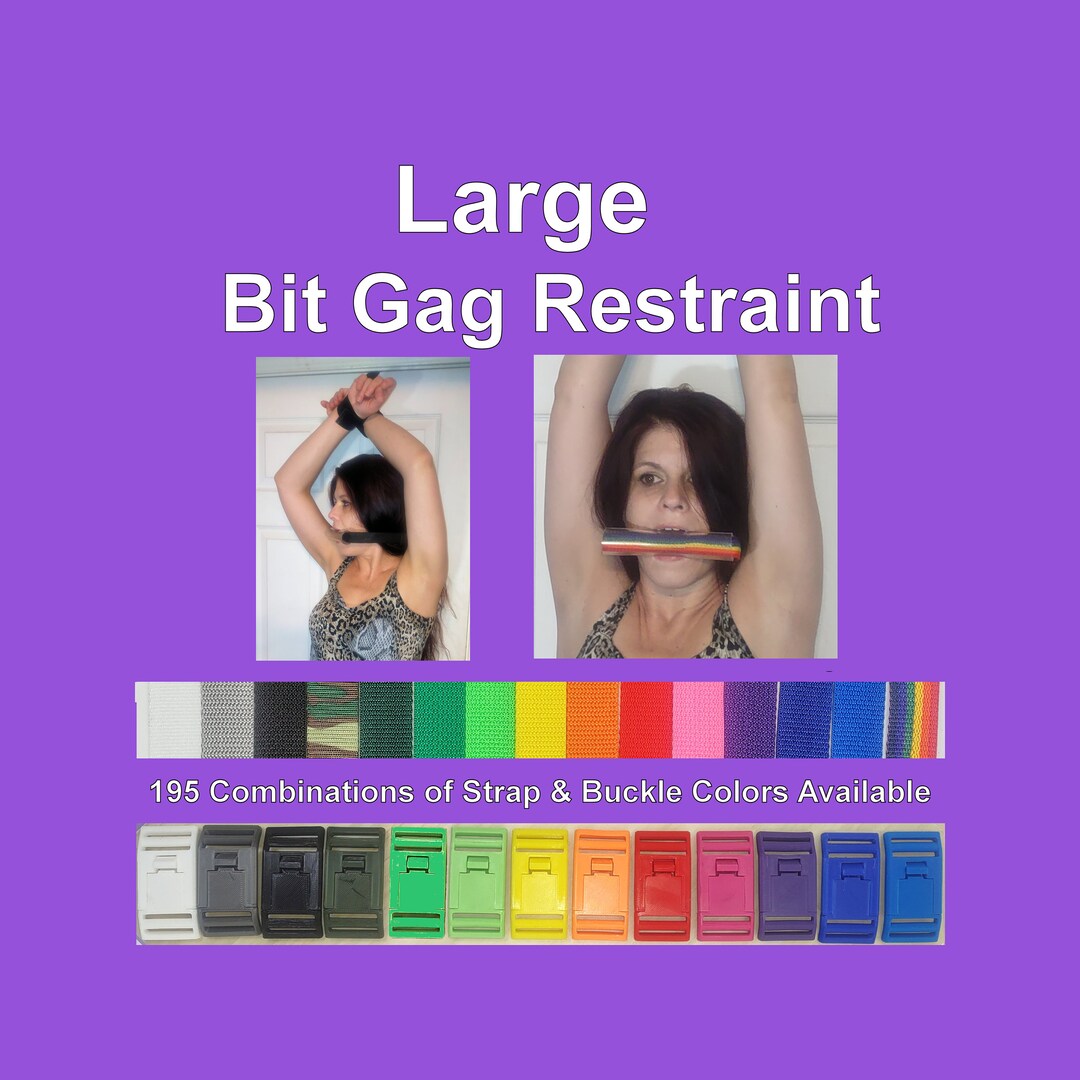 LARGE Mouth Bit Gag Restraint. Choose Your Favorite Strap & Buckle Color Combination. Over a
