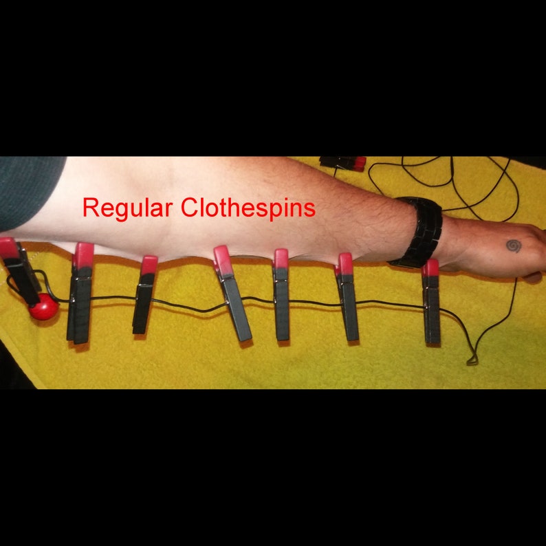Full Body Clothespin Zipper Torture 24 Rubber Tipped Clothespins on 8' Cord. Please READ Description. image 5