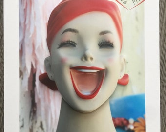 Vintage Mannequin Happy Face 3D Photo Greeting Card - Birthday - All Occasion