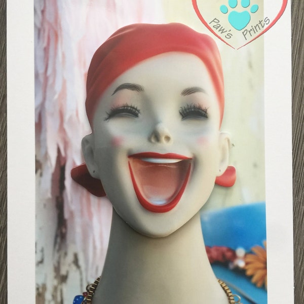 Vintage Mannequin Happy Face 3D Photo Greeting Card - Birthday - All Occasion
