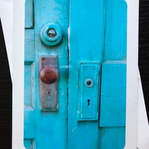 Antique Blue Door with Knob 3D Photo Greeting Card - All Occasion - Photo Card - Unique - Antique - Doors - Unique Layered Photo Card -