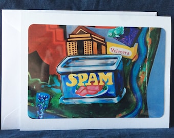 Can of Spam 3D Photo Greeting Card - All Occasion - Blank Greeting Card - Austin Mural Painting - Austin - Spam Art -  Layered Photo Card