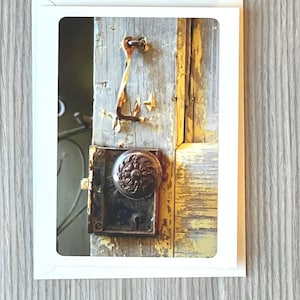 Rustic Door with Amazing Door Knob - 3D Photo Greeting Card - Antiques - Unique Photo Card - Door Photo - Photography