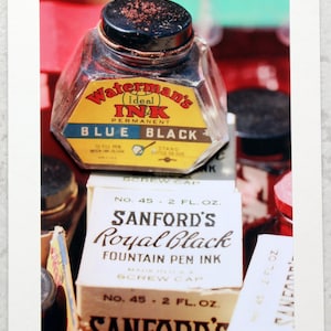 Vintage Ink Jar Waterman's Ink 3D Photo Greeting Card - Birthday - All Occasion -  Blank Card - Antique - Antique Writing - Vintage Ink Well