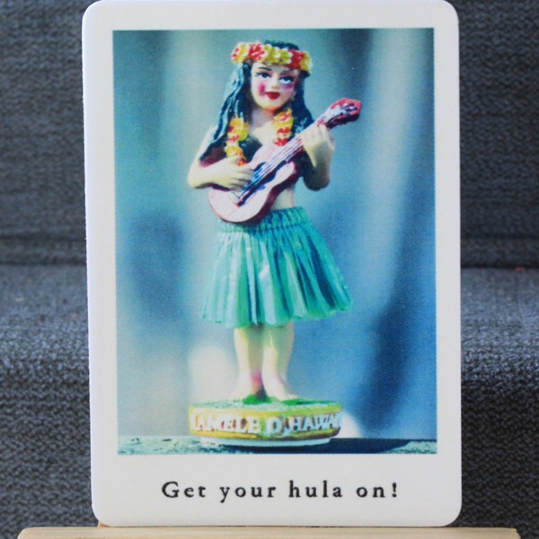 Hula Dancer - Get Your Hula On!  - Polaroid Inspired Photo Sticker - Original Photo - Vintage - Hula - Hawaiian