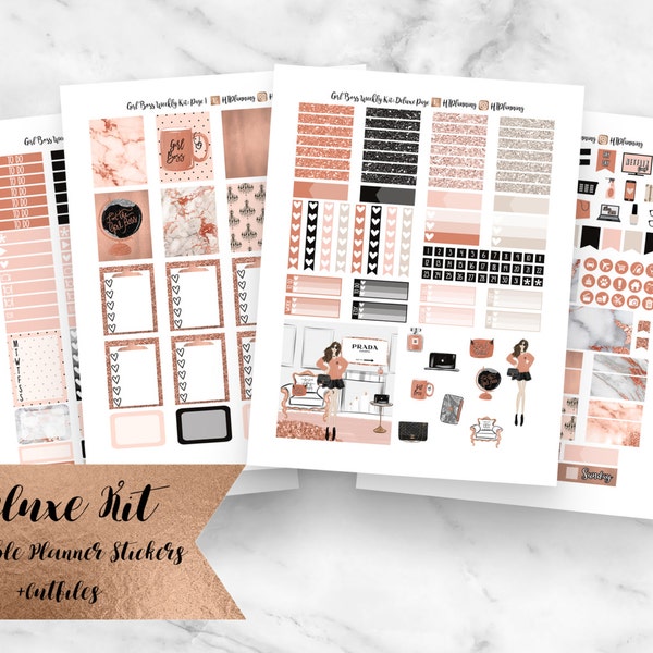 Girl Boss Deluxe Weekly Kit Printable Student Planner Stickers- Erin Condren Planner Stickers- Instant Download