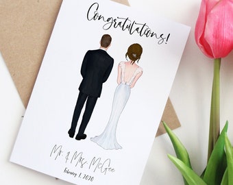 Custom Wedding Card | Personalized Bride and Groom | Engagement Gift | Bridal Shower Present | Greeting Card | Mr. and Mrs. | Congrats