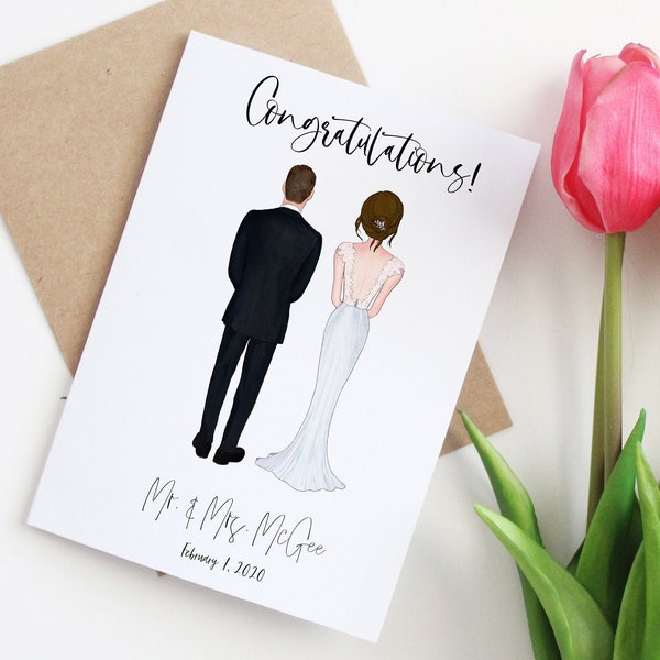Custom Wedding Card | Personalized Bride and Groom | Engagement Gift | Bridal Shower Present | Greeting Card | Mr. and Mrs. | Congrats