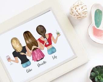 Best Friends Drawing Etsy Best Friends Drawing Etsy
