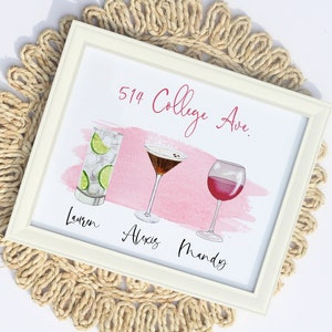 Custom Roommates Drinks Sign | Best Friend Christmas Gift | Sisters | Roomie Present | Apartment | Cocktail Print | BFF Holiday