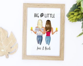 Big Little Portrait | Custom Illustration | Graduation Present | Big Little Week | Kappa Theta Delta Phi Gamma Beta Chi Pi Omega | Birthday