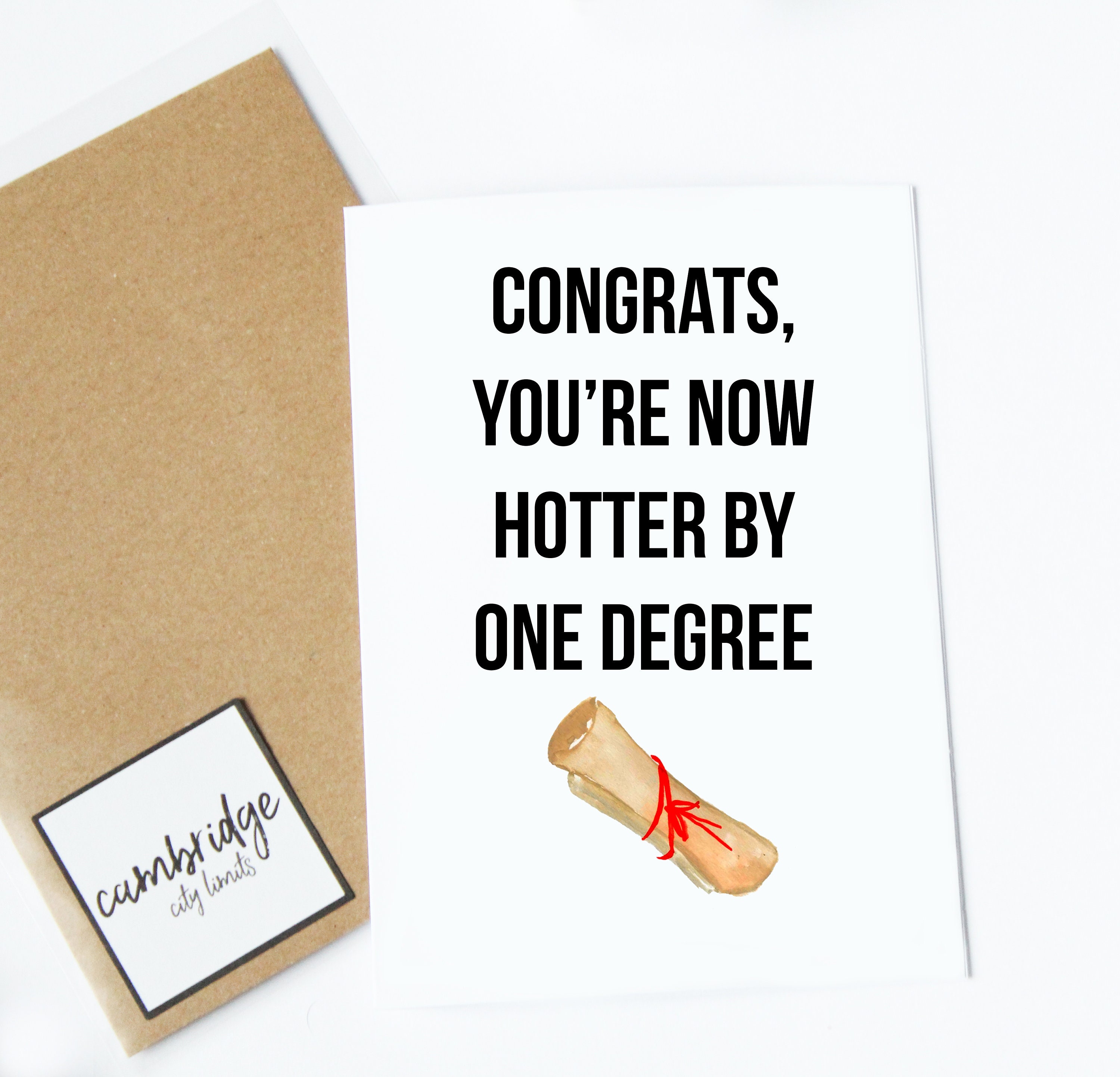 Hotter by one degree funny graduation card congratulations | Etsy
