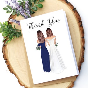 Bridesmaid Thank You Cards | Custom Bridal Party Gifts | Personalized Maid of Honor Card | Wedding Day Present | Matron of Honor