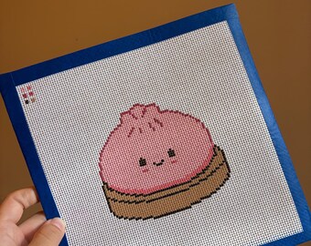 Squishy dumpling hand painted needlepoint canvas 13 mesh