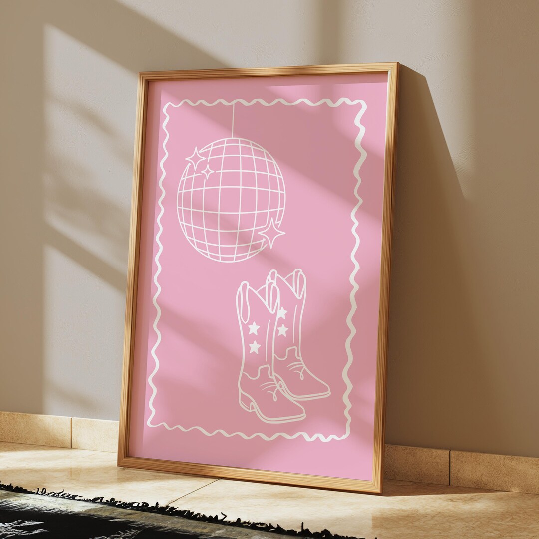 Pink Disco Cowgirl Wall Art | Trendy Digital Print | Aesthetic ...
