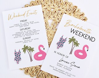 Bachelorette Party Invitation | Bach Weekend Itinerary | Miami Trip | Girls Weekend | Tropical Beach Invite