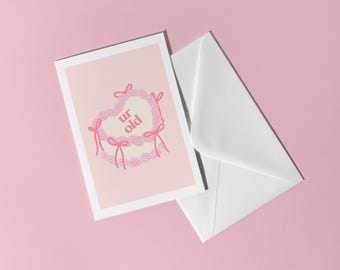 Ur Old | Coquette Birthday Card | Pink Greeting Card | Best Friend Birthday | Girly Cake