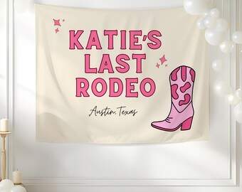 Banner de despedida de solteira "Último Rodeio" | Cowgirl Faroeste | Placa Austin Nashville | Tapeçaria