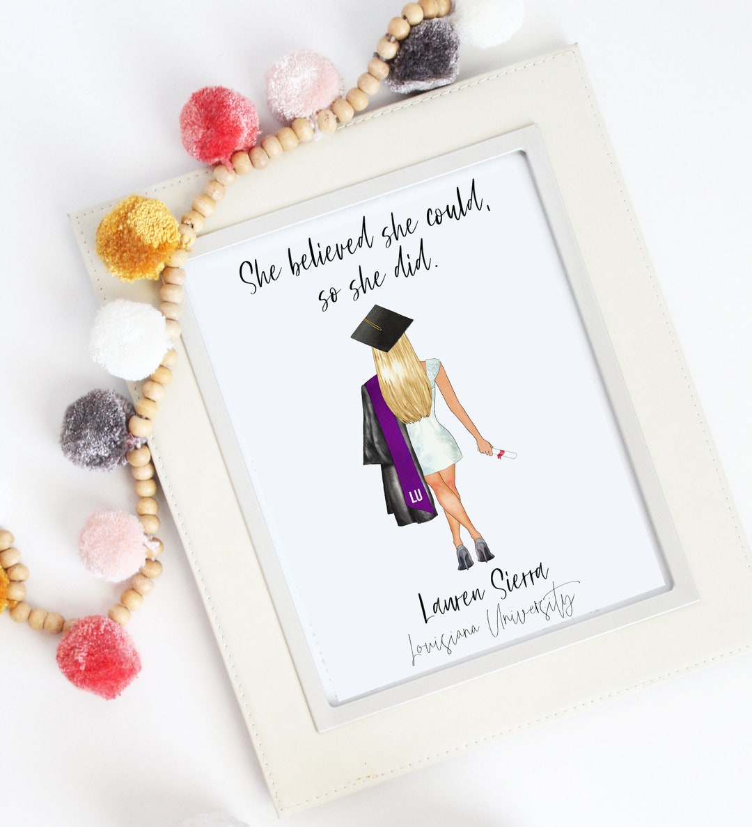 She Believed She Could so She Did Custom Graduation Portrait Grad Party ...