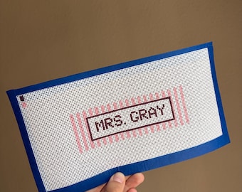 Mrs. Custom Needlepoint Canvas hand painted 13 mesh bridal gift