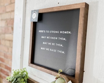 Here's to Strong Women Wood Sign | Strong Women Wood Sign | Handcrafted Wall Decor | Boho Wall Decor