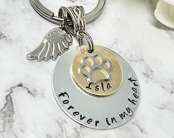 Memorial KeyChain KeyRing Cat Dog Engraved Personalized Customized Hand Stamped Gift  In Loving Memory Pet Loss In Memory Gift Loving Brass