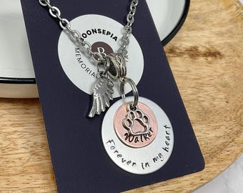 Personalized Pet Memorial Keychain: Hand Stamped Paw Print Loss Gift