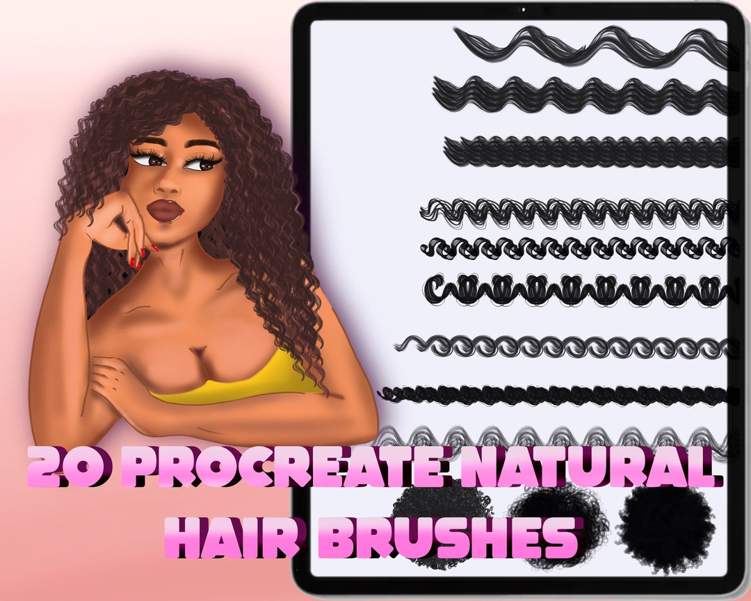 Procreate Curly Hair Brushes, Procreate Brushes, Procreate Brush Pack, Procreate Hair Brush Set