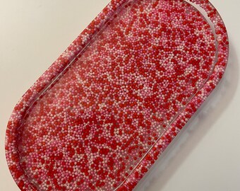 Red Pink White Trinket Dish / Resin Dish / Catchall / Ring Dish // Soap Dish