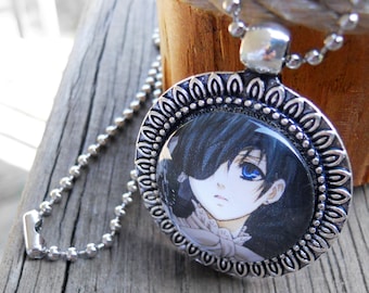 Anime Ciel Phantomhive Pendant Necklace, Kawaii Manga Jewelry