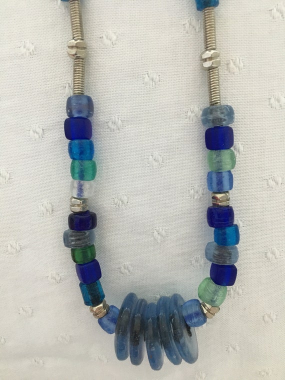 Glass and metal bead necklace