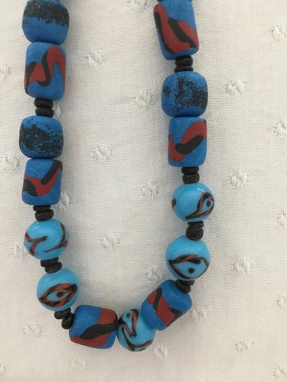 Polymer clay and glass necklace