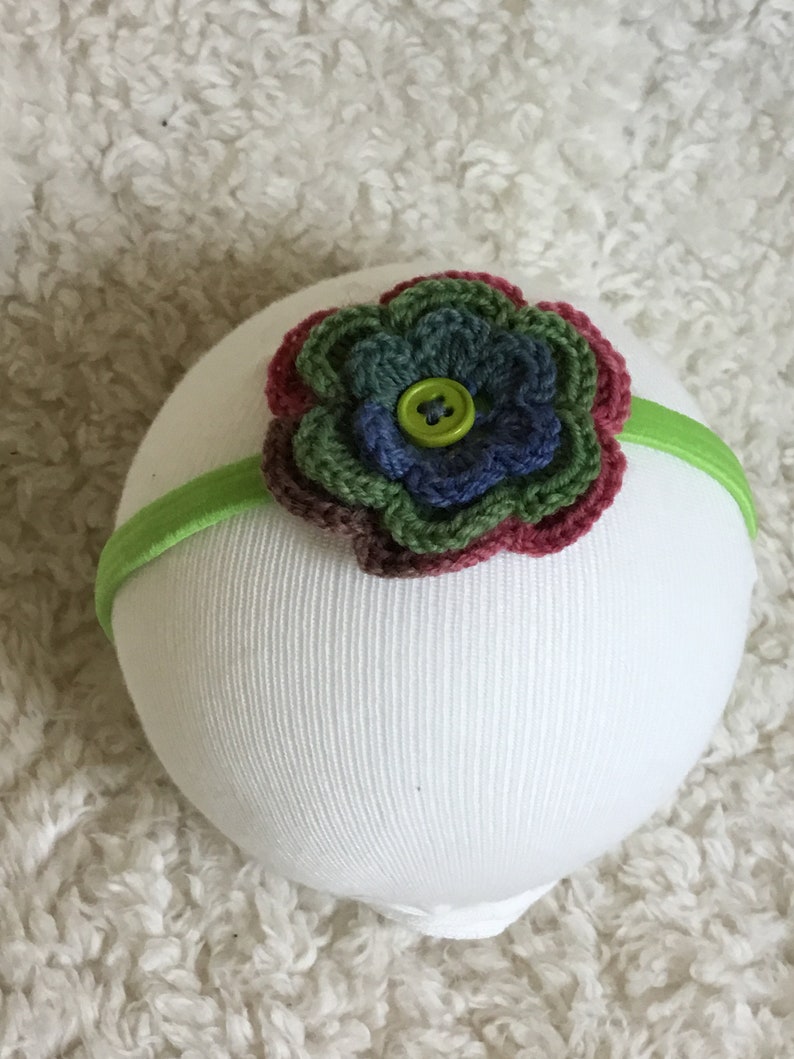 Crochet Wool Flower Headbands fits 16\u201d to Adult head size
