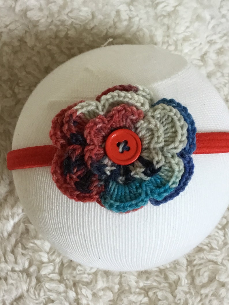 Crochet Wool Flower Headbands fits 16\u201d to Adult head size