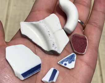 Sea Pottery, Bulk 6 Pieces, Unique Beach Treasure, Ceramics, Craft Supplies, Authentic Beach Finds, Collectible Beach Pottery, Mosaics