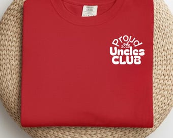 Camiseta "Club de Tíos Orgullosos" con colores cómodos, camiseta para nuevo tío, camiseta de tío orgulloso, regalo para tío, camiseta divertida para tíos, regalo para anunciar embarazo