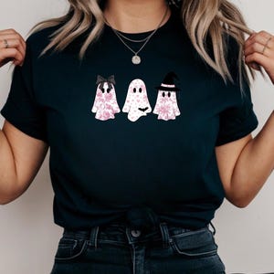 Halloween Pink Ghost Comfort Colors Shirt Gift Cute Ghost Shirt, Womens Halloween Shirt Pink Ghost Shirt Spooky Season Gift Shirt Pink Toile