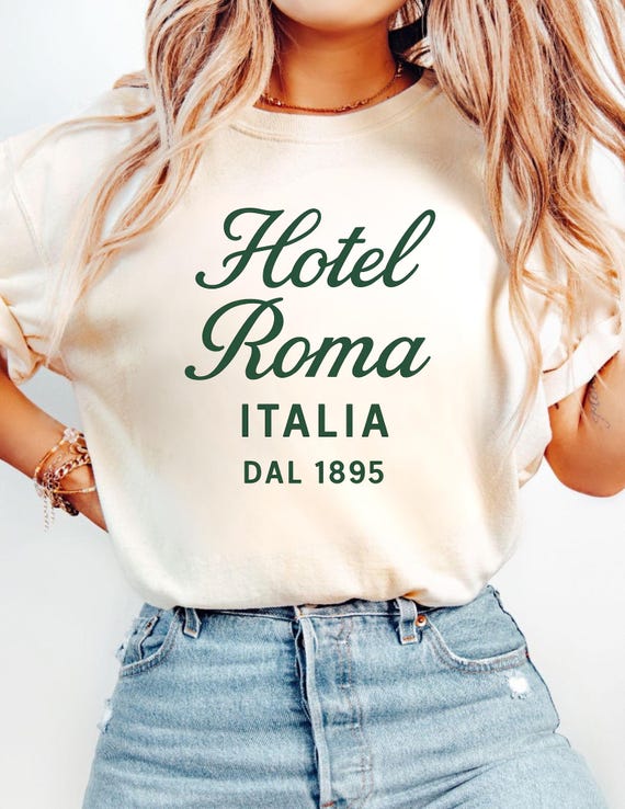 Hotel Roma Italia Shirt, Vintage Italian Shirt, Italy Travel TShirt, Wear your love of Italy, Minimalist Shirt, Old Money Italy Gift