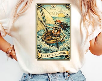Tarot Card The Sailing Girl Shirt, Sailing Girl Tee Gift for Her, Sailing Shirt, Beach Lover Gift, Ocean Lover Gift Idea, Boat Lovers Gift