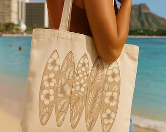 Waikiki Surfbrett Tragetasche, Reisegeschenk, Hawaii Tasche mit Tropischer Blumenkunst, Strandtasche, Aloha Vibes Tasche