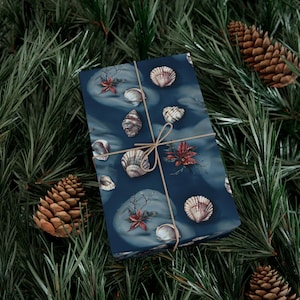 Sea Shells Gift Wrap Papers, Ocean Theme Wrapping Paper, Coastal Party Supplies, Nautical Gifts, Beach Decor for Any Occasion
