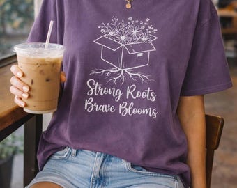 Strong Roots Brave Blooms Purple Up Shirt Military Kids Month, Military Child Shirt, Month of the Military Child Tee, Military Mom Gift